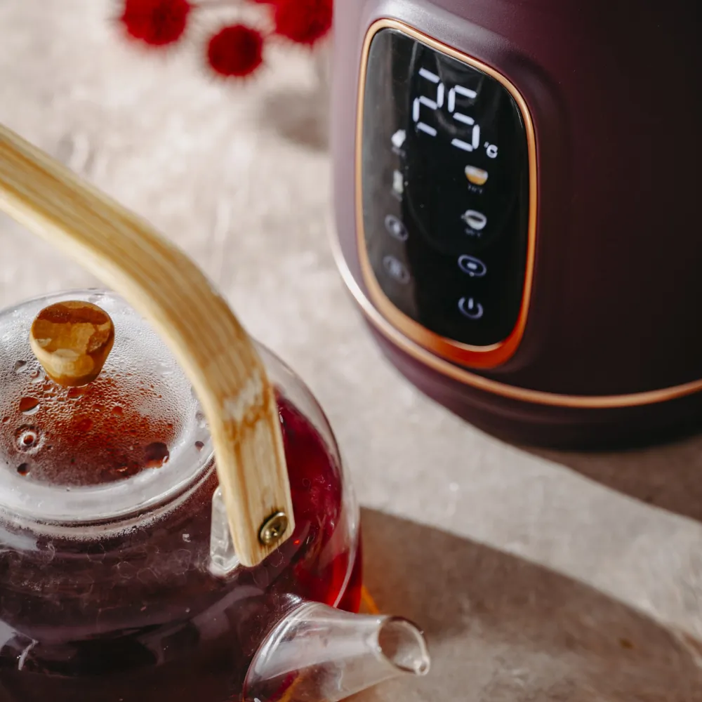 Czajnik elektryczny szklany LED z regulacją temperatury 1,7L Adler AD 1305 burgundowy