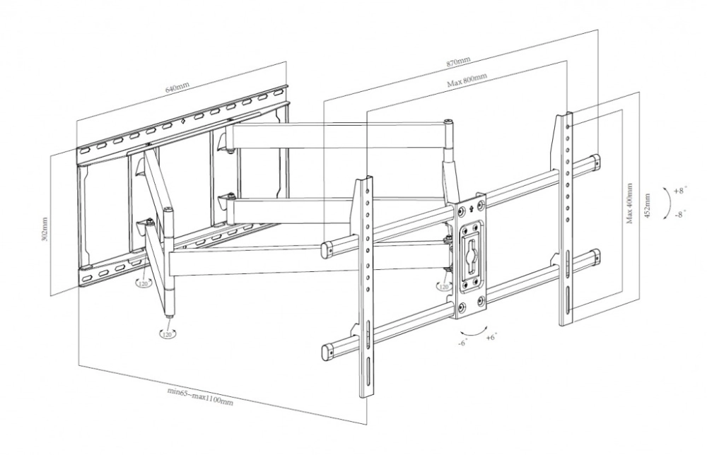 Uchwyt do TV LED LCD 42-90 cali 80KG regulacja VESA 800x400