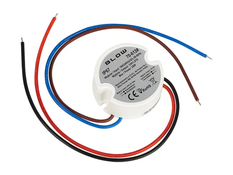 Zasilacz impulsowy dopuszkowy do instalacji LED BLOW 12V 1,67A 20W IP67