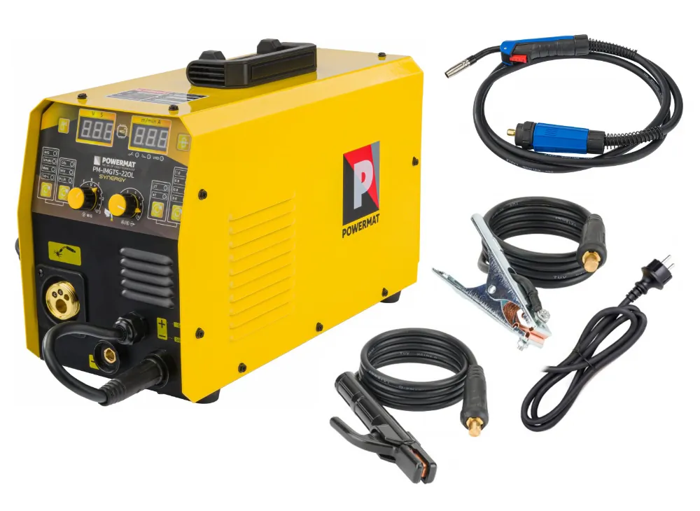 Migomat spawarka inwertorowa 220A Powermat PM-IMGTS-220L duży zestaw