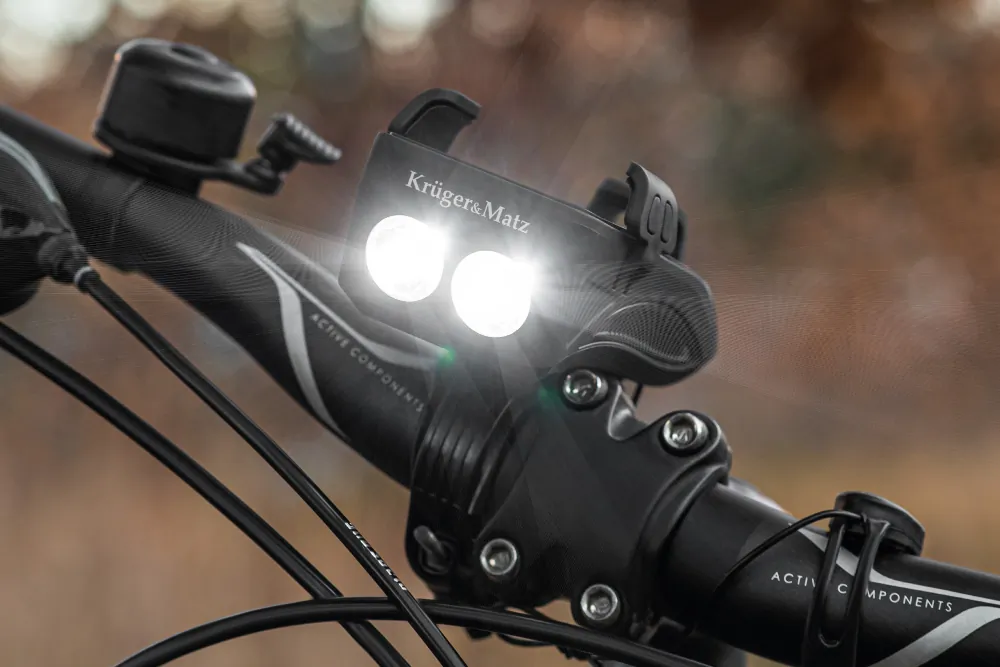 Akumulatorowa lampka rowerowa LED uchwyt rowerowy powerbank Krüger&Matz XT50 3w1