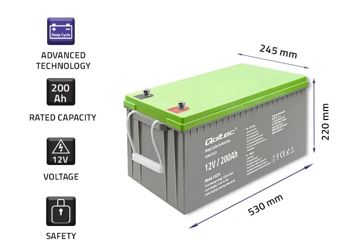 Akumulator żelowy Deep Cycle Qoltec 12V 200Ah