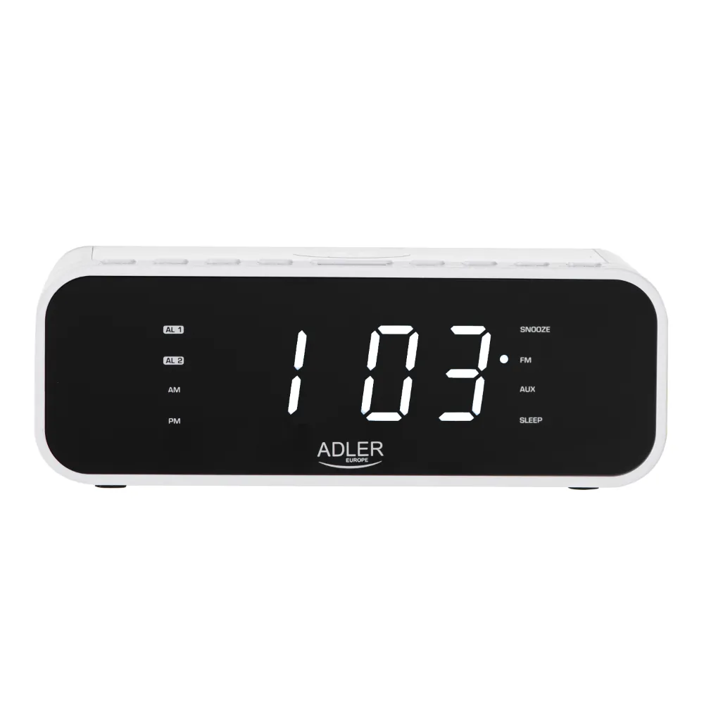 Radiobudzik z ładowarką bezprzewodową Adler AD 1192W Bluetooth AUX - biały