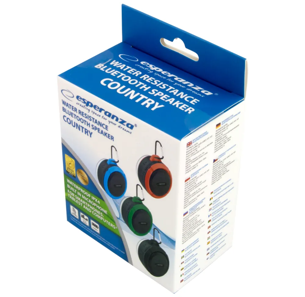 Głośnik przenośny Bluetooth Esperanza COUNTRY czarno-czerwony