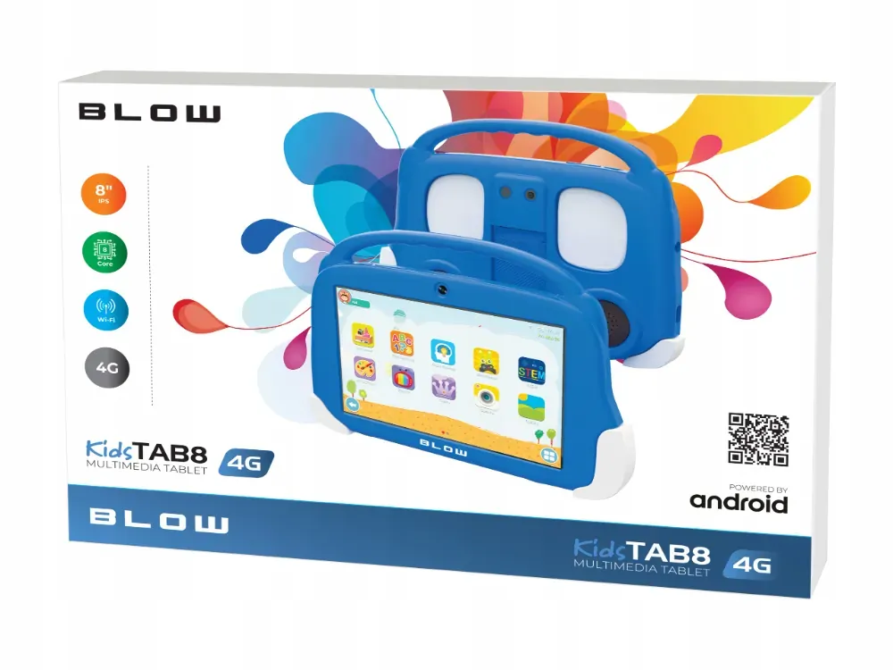 Tablet edukacyjny dla dzieci BLOW KidsTAB8 8'' 4G 4/64GB niebieski + etui
