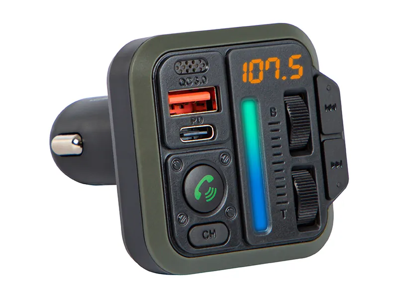 Podświetlany transmiter FM z zestawem głośnomówiącym BLOW Bluetooth 5.3 + QC3.0 + PD 20W