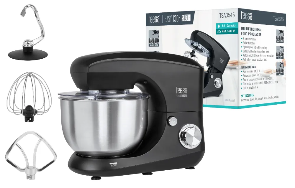 Robot kuchenny z misą 5,5L Teesa EASY COOK SINGLE BLACK 1400 W