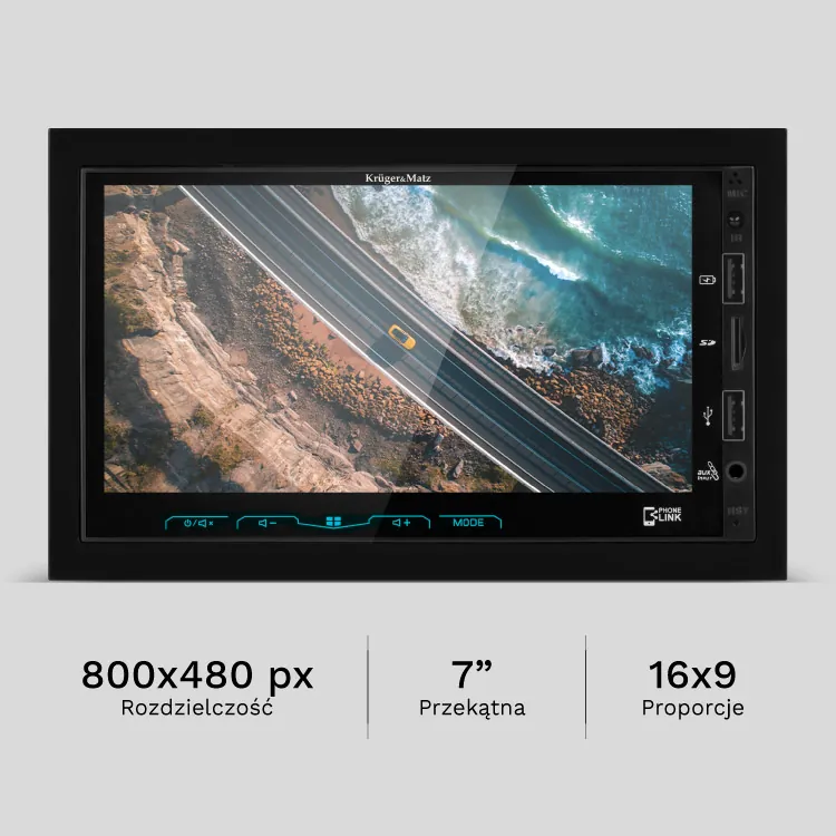 Radio samochodowe 7'' 2DIN Kruger&Matz KM2008 Bluetooth Android GPS Wi-Fi 2xUSB AUX SD RDS