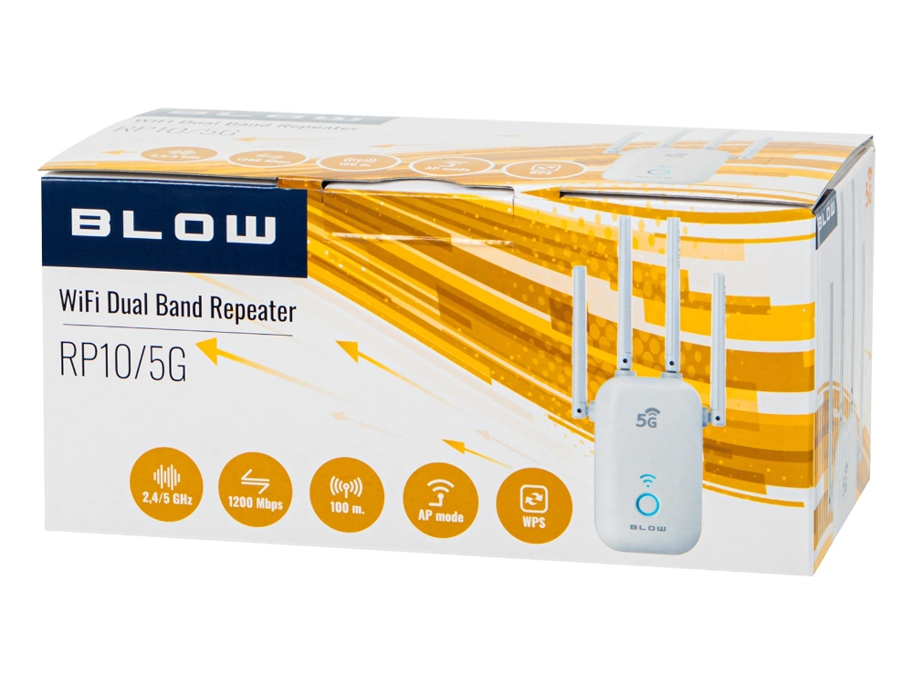 Wzmacniacz sygnału Wi-Fi repeater 2,4GHz/5GHz RP-10 BLOW