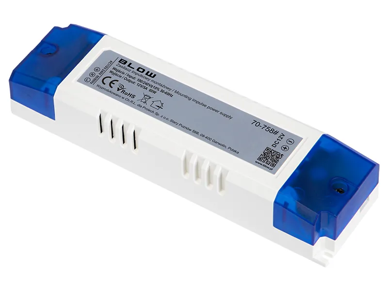 Zasilacz impulsowy montażowy LED BLOW 12V/5A 60W plastikowy
