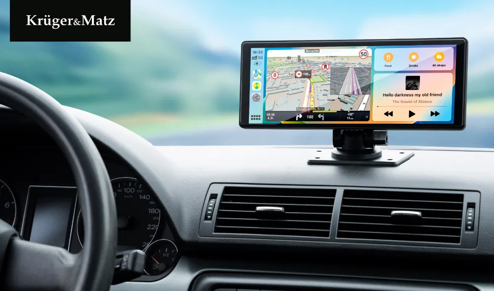 Stacja multimedialna 9 cali Kruger&Matz Android Auto Apple Carplay z DVR i kamerą cofania