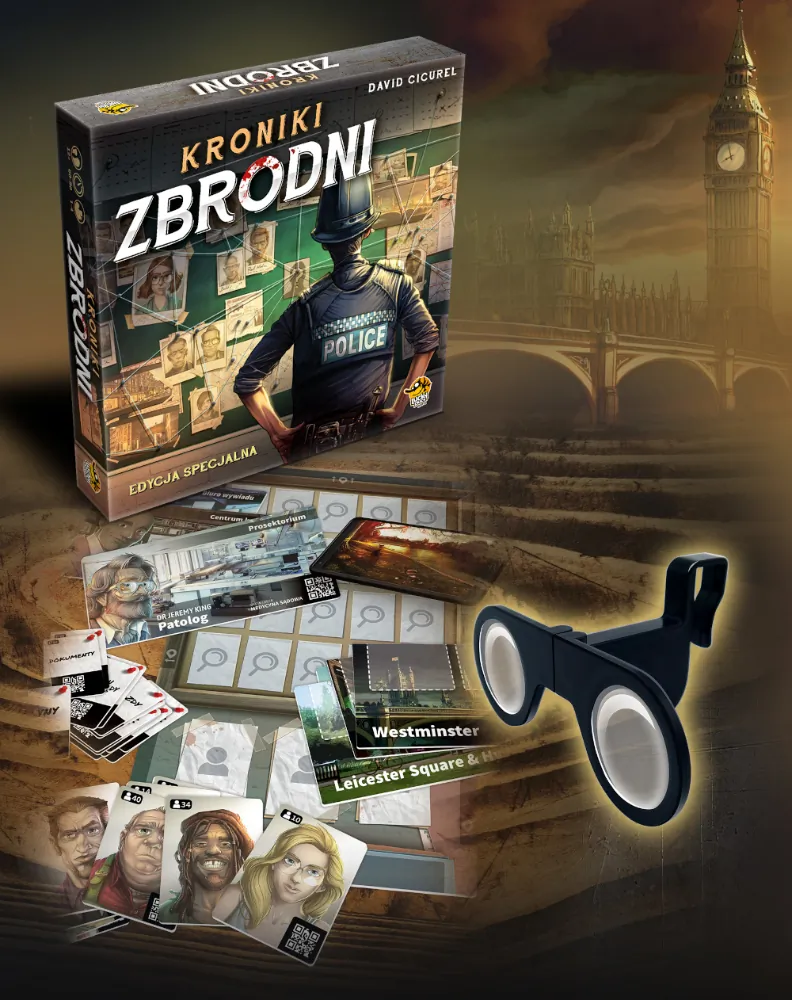 Gra planszowa KRONIKI ZBRODNI: EDYCJA SPECJALNA Lucky Duck Games + aplikacja + okulary VR