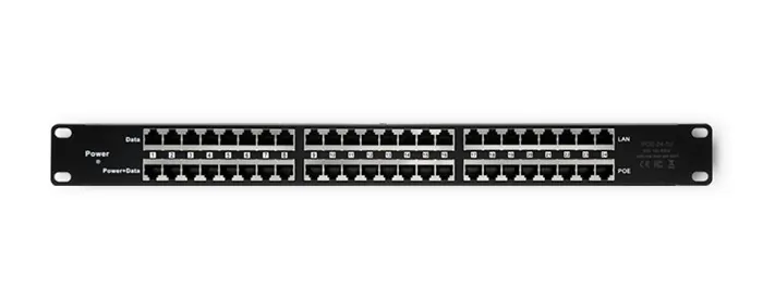 Patch panel do szafy RACK 19" Qoltec 48V 24 porty Passive PoE Injector