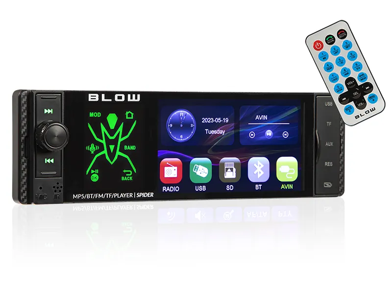 Radio samochodowe BLOW SPIDER 4" RDS RGB Mirror Link USB AUX SD