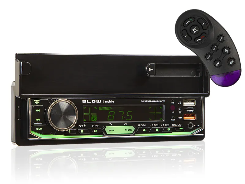 Radio samochodowe BLOW AVH-8970 z uchwytem na telefon Bluetooth 2xUSB SD aplikacja + pilot na kierownicę