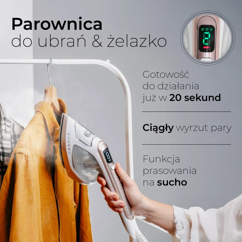 Parownica do ubrań żelazko 2w1 Adler AD 5044
