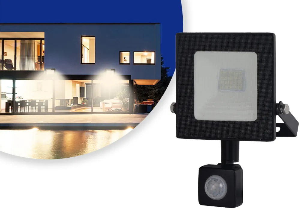 Halogen lampa LED zewnętrzna Loyal Lighting 1400lm LUMILEDS IP65 10W 4000K sensor ruchu