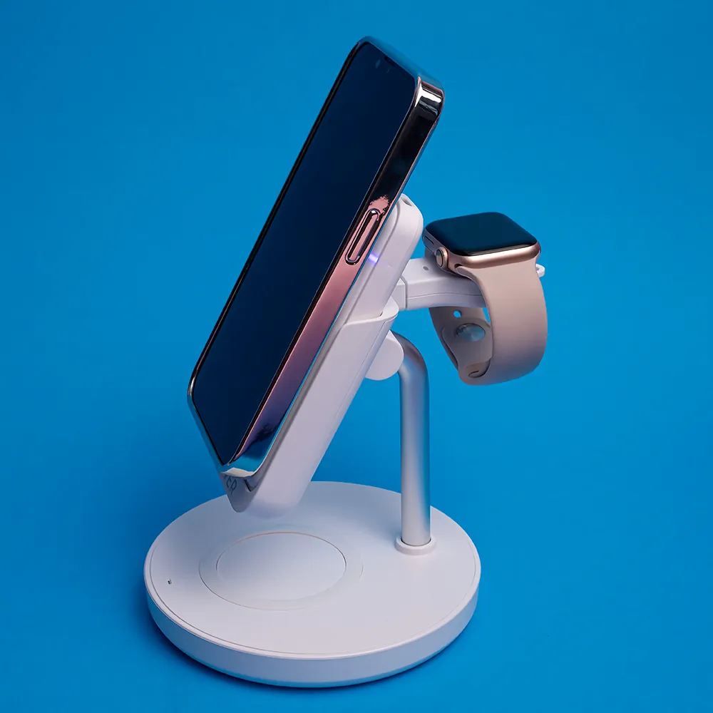 Bezprzewodowa magnetyczna stacja ładująca 5w1 ładowarka indukcyjna z power bank Forever MACS-100 5000mAh USB-C Apple Airpods