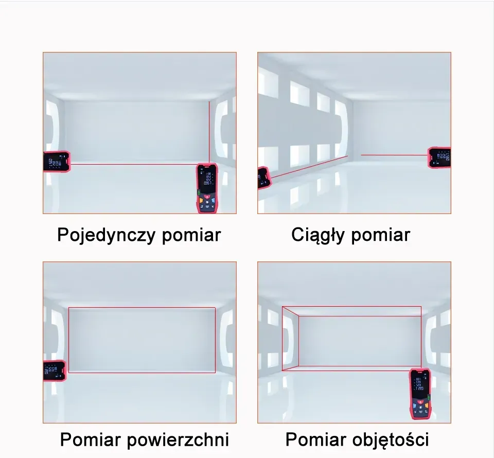 Miernik dalmierz laserowy LM150 150 metrów zasilany baterią + baterie + etui