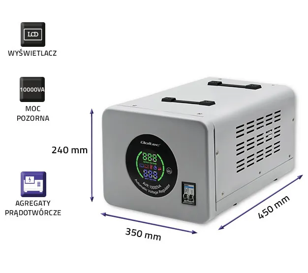 Automatyczny stabilizator napięcia AVR 10000VA 8000W Qoltec