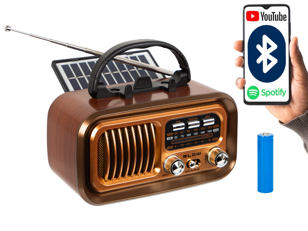 Radio przenośne analogowe AM/FM BT BLOW RA16 solarne