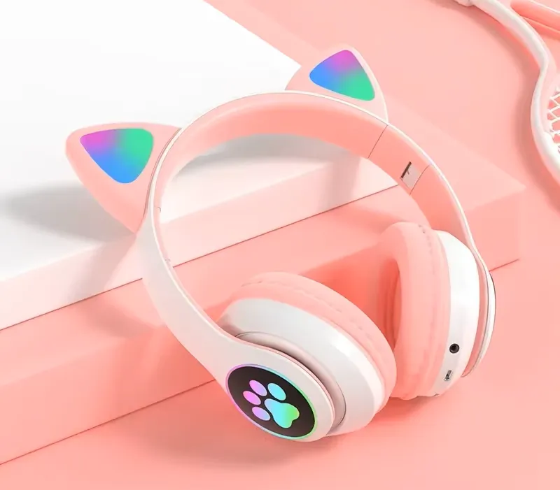 Słuchawki bezprzewodowe Bluetooth dla dzieci BLOW z uszami LED - różowe