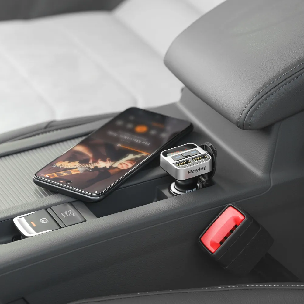 Transmiter FM samochodowy z zestawem głośnomówiącym Peiying Bluetooth 2xUSB