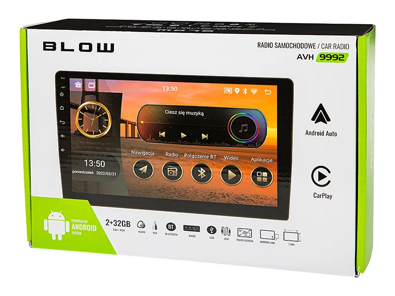 Radio samochodowe BLOW AVH-9991 2DIN 9" Android Bluetooth WiFi GPS CARPLAY