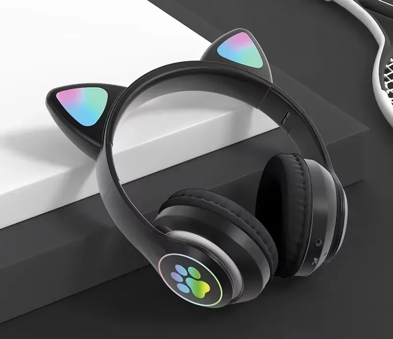 Słuchawki bezprzewodowe Bluetooth dla dzieci BLOW z uszami LED - czarne