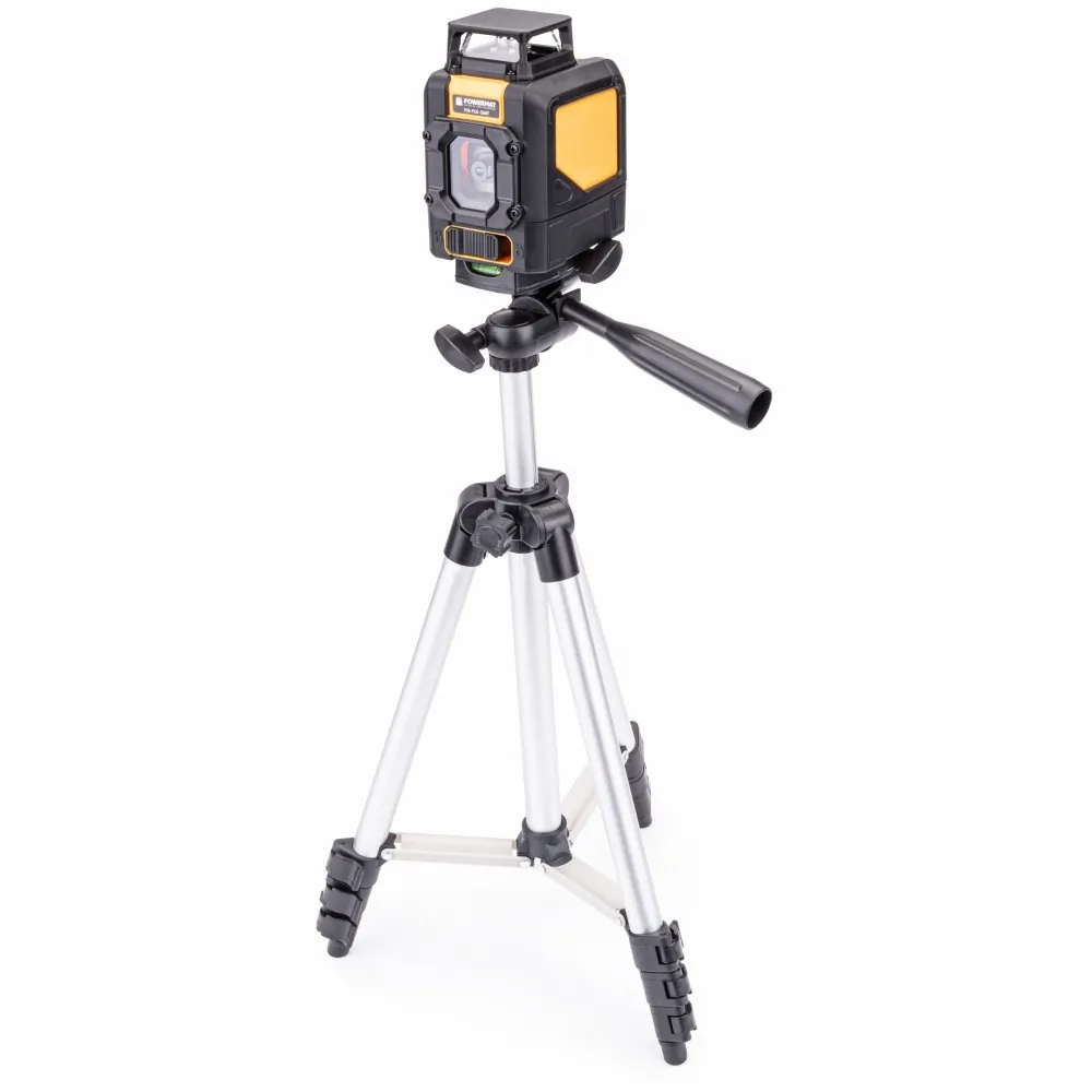 Poziomica laserowa laser krzyżowy 360° 2 linie Powermat PM-PLK-360T + statyw i futerał