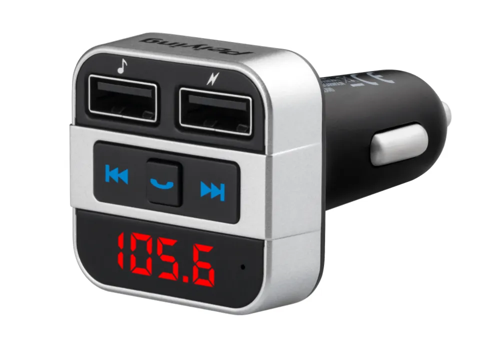 Transmiter FM samochodowy z zestawem głośnomówiącym Peiying Bluetooth 2xUSB