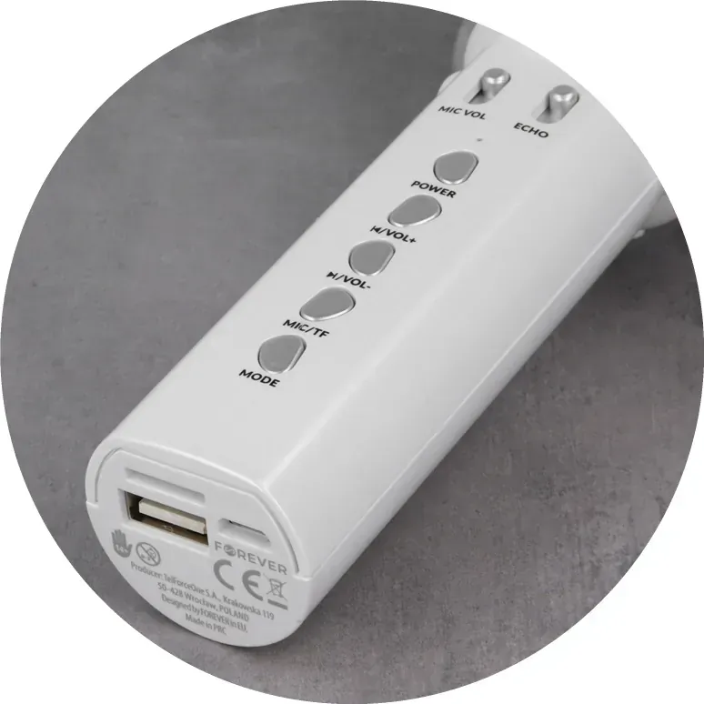Mikrofon z głośnikiem bluetooth dla dzieci Forever Animal małpka - srebrny/biały - AMS-100