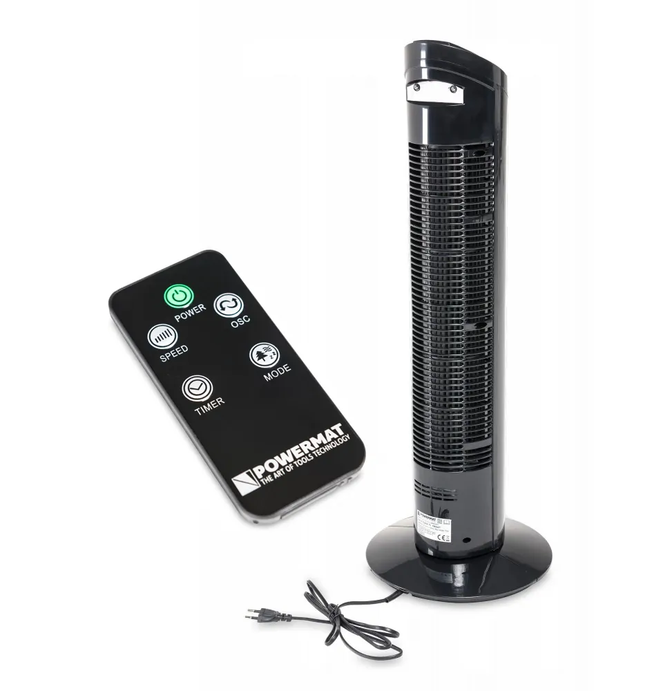 Wentylator kolumnowy 74 cm 70W Powermat Black Tower-75 + pilot