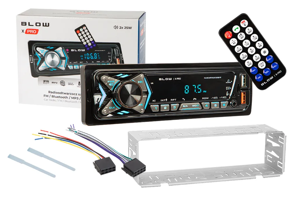 Radio samochodowe BLOW X-PRO 1 Bluetooth 2xUSB SD AUX aplikacja + pilot