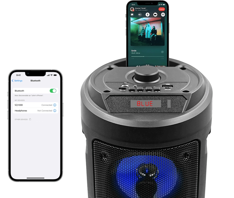 Głośnik bluetooth przenośny Squeak Harmony karaoke speaker radio FM AUX USB 40W + mikrofon