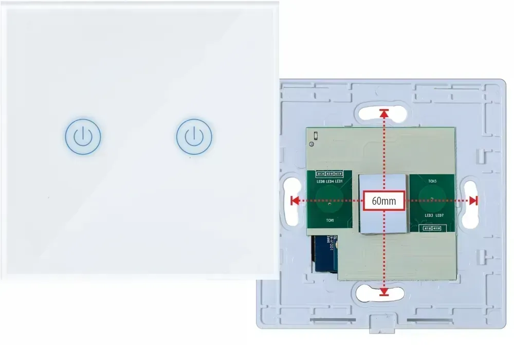 Dotykowy włącznik światła ZIGBEE 3.0 ART szklany podwójny - biały