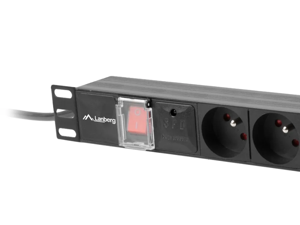Listwa zasilająca RACK PDU LANBERG do szafy RACK 19" 1U 10A 2m 7x230V C14 czarna