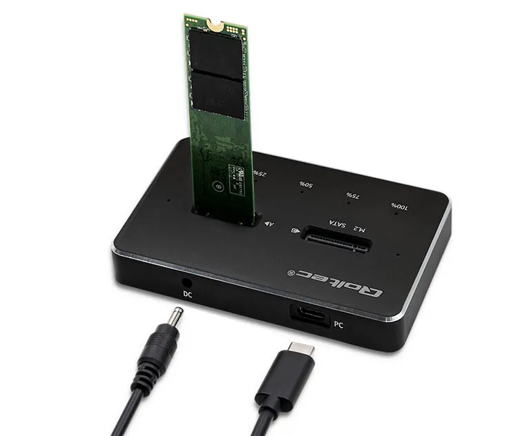 Stacja dokująca dysków Qoltec 2x SSD M.2 SATA NGFF USB Typ C