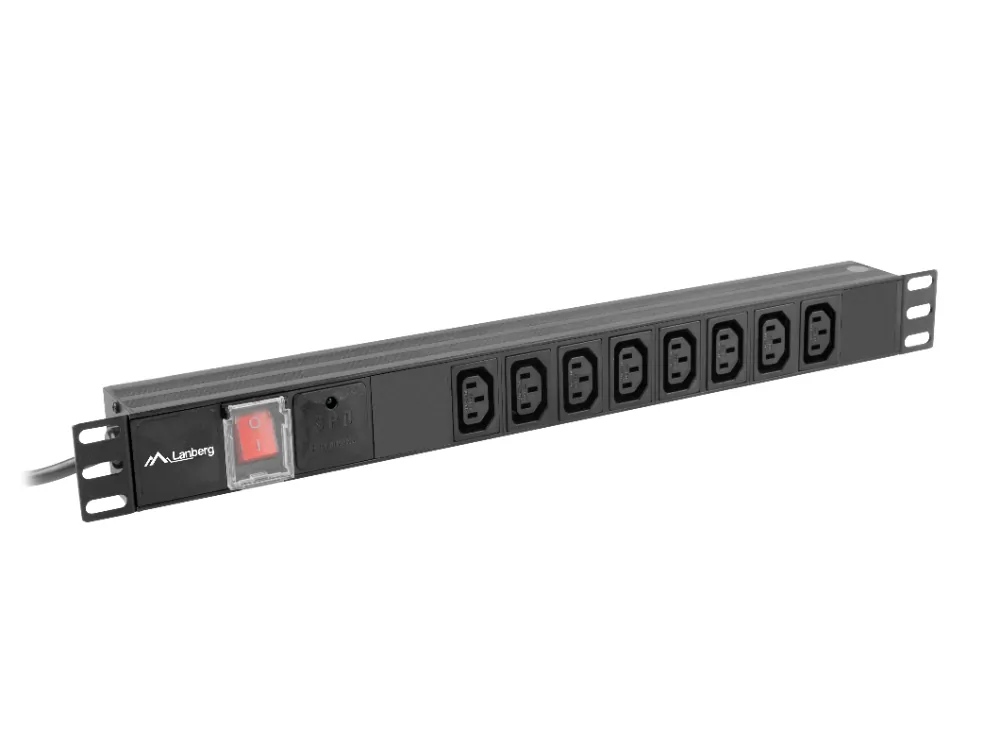 Listwa zasilająca RACK PDU LANBERG do szafy RACK 19" 1U 16A 2m 8xIEC C13 czarna C20