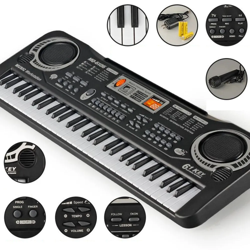 Keyboard pianino elektryczne dla dzieci 61 klawiszy + mikrofon