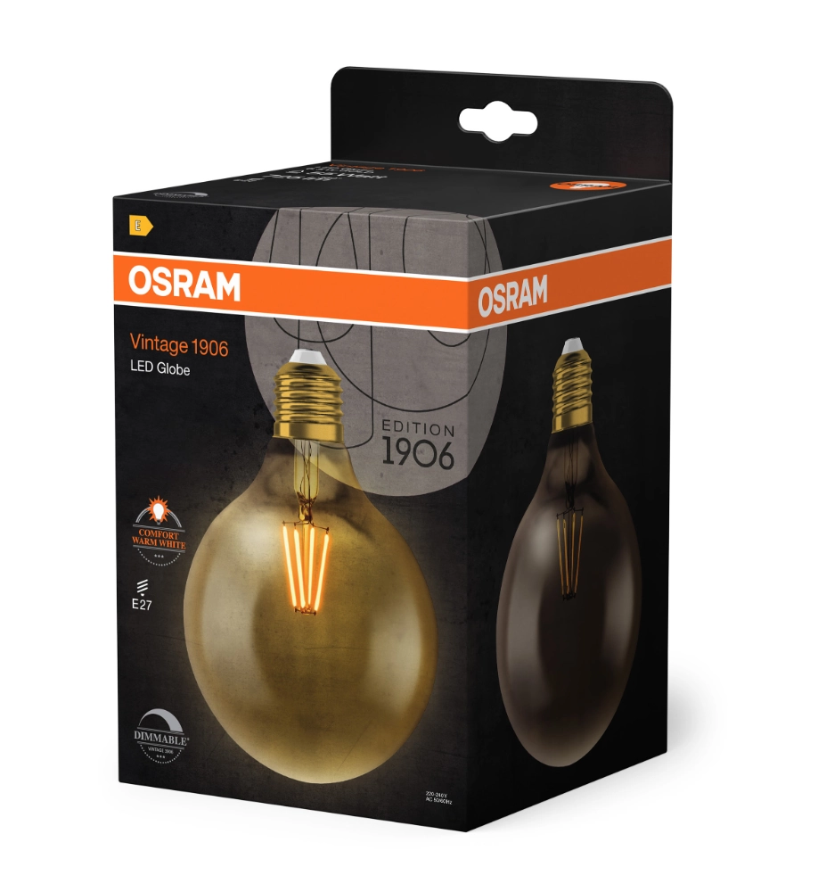 Żarówka retro LED ozdobna filament ściemnialna 6.5W E27 2400K ciepło biała OSRAM Vintage 1906