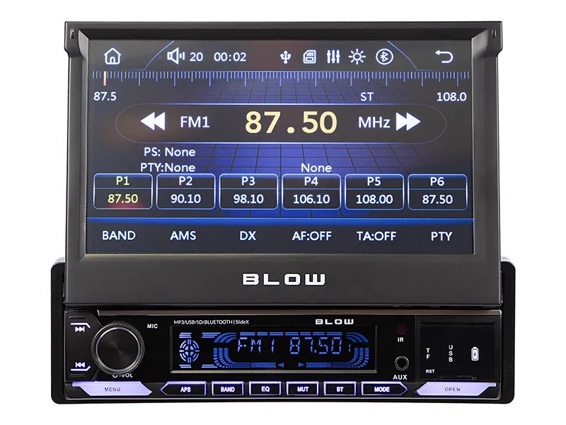 Radio samochodowe BLOW SlideX 1DIN 7'' RDS CarPlay Android Auto USB microSD Bluetooth + pilot