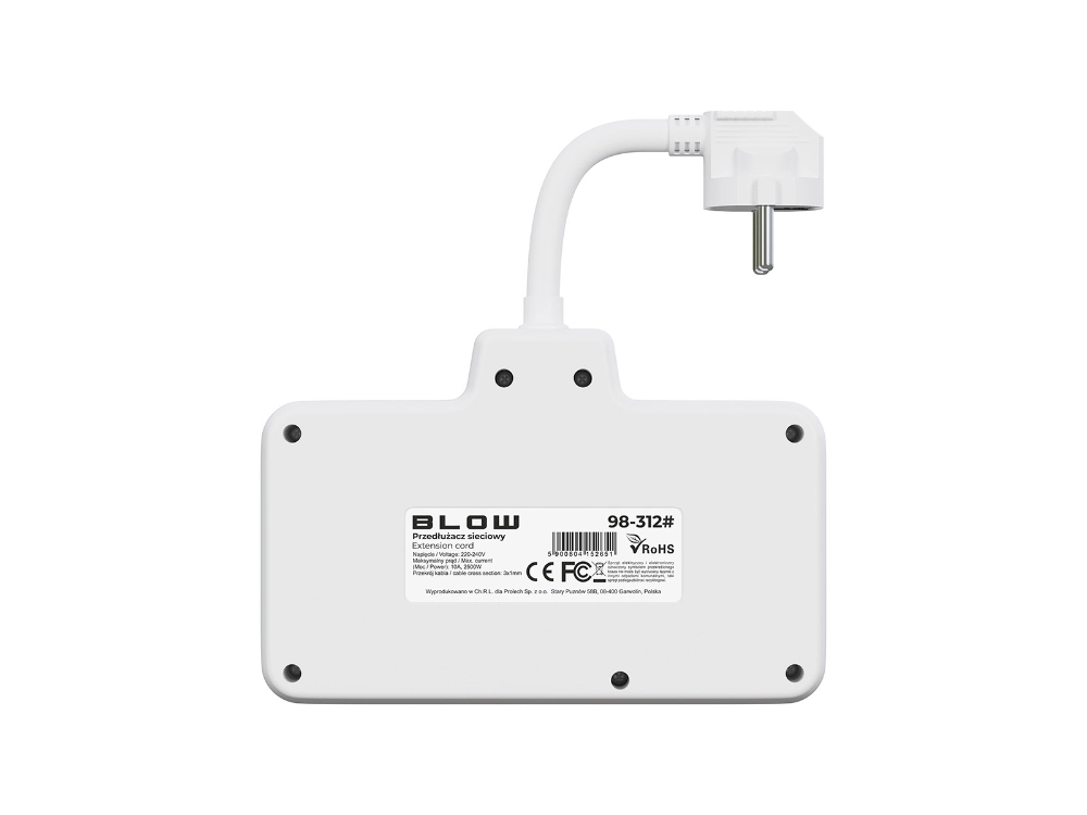 Rozgałęźnik PS-310 3-Gniazda 0.1m biały 3x1mm przedłużacz