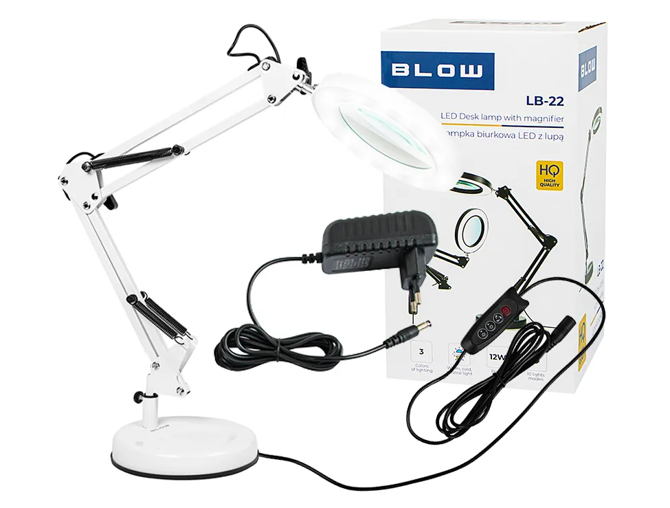 Lampka biurkowa LED z lupą BLOW LB-23 biała