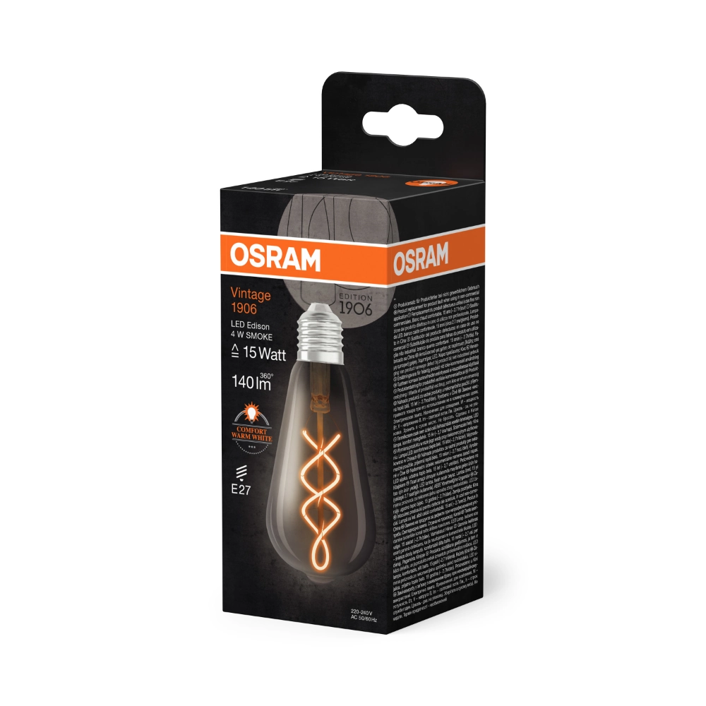 Żarówka retro LED ozdobna filament dymiona 4W E27 1800K ciepło biała OSRAM Vintage 1906