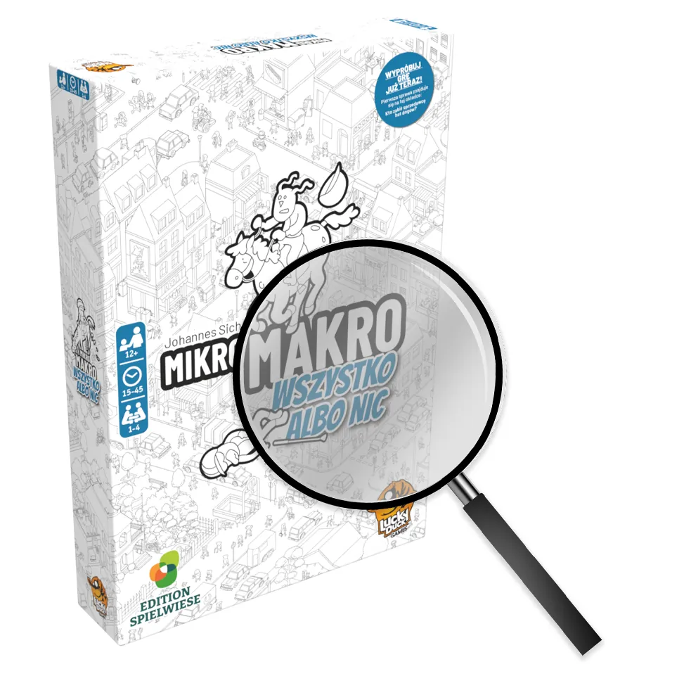 Gra planszowa MIKROMAKRO: WSZYSTKO ALBO NIC Lucky Duck Games + lupa