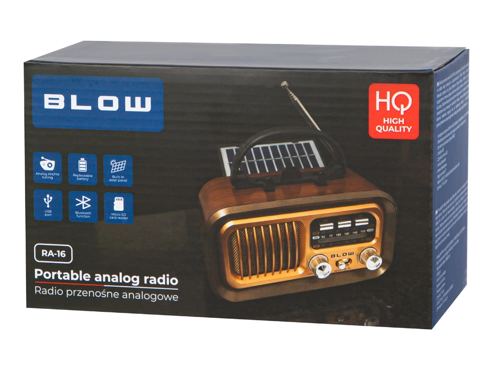 Radio przenośne analogowe AM/FM BT BLOW RA16 solarne