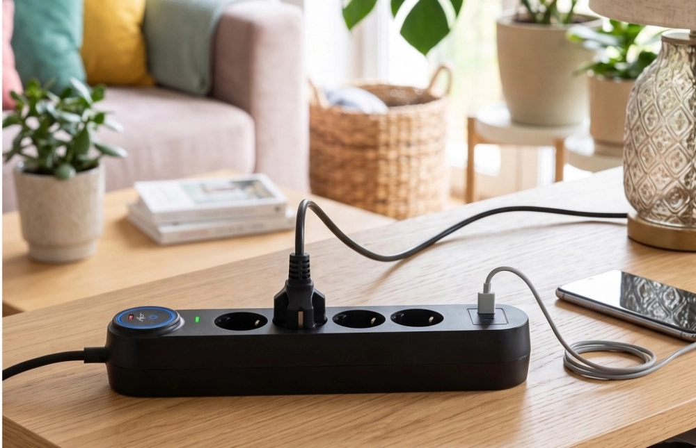 Listwa przeciwprzepięciowa SPD3 4 gniazda 16A USB-A USB-C 3,4A 3m czarna