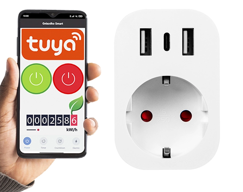 Inteligentne gniazdko sterowane WiFi TUYA USB + 2x USB-C