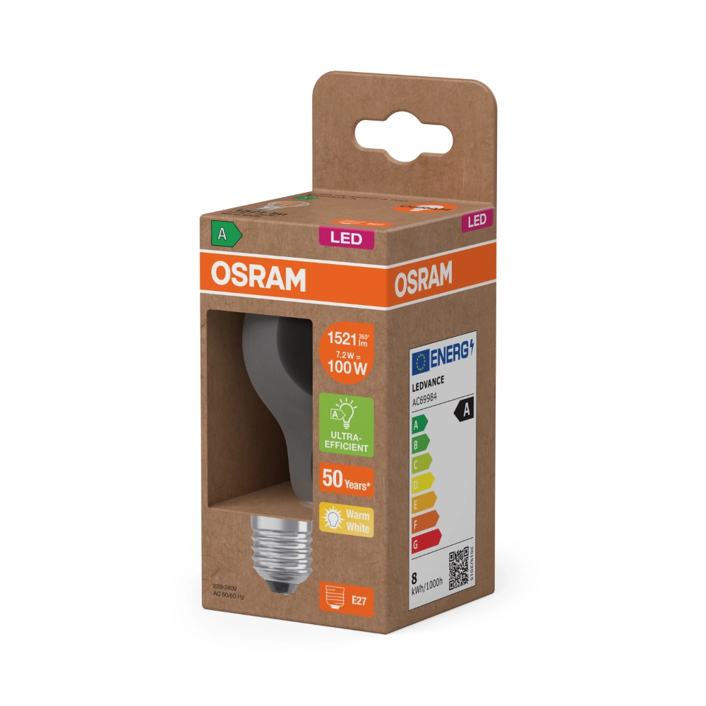 Żarówka LED ultra oszczędna filament E27 OSRAM 7.2W 2700K barwa ciepła
